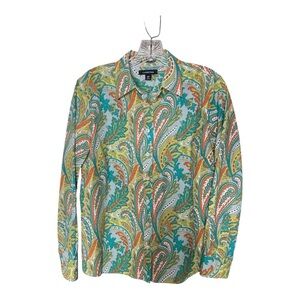 Lands' End Women’s Multicolor Paisley Button-Down Shirt SZ 12P